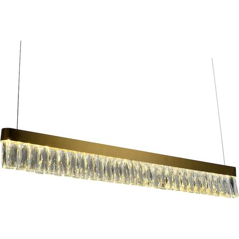 Villach - Lámpara colgante lineal de cristal de 100 cm, latón dorado (1/3)