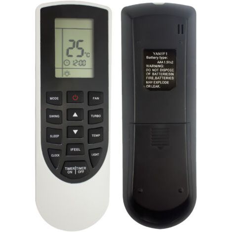 Replacement remote control YAN1F1, compatible with Gree and Sharp, universal replacement remote control, black and white--DTEKGAZ