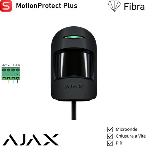 143623 - Superior - Superior MotionProtect Plus Fibra - Rilevatore di movimento cablato con sensore a microonde aggiuntivo - colore black - Ajax sicurezza professionale