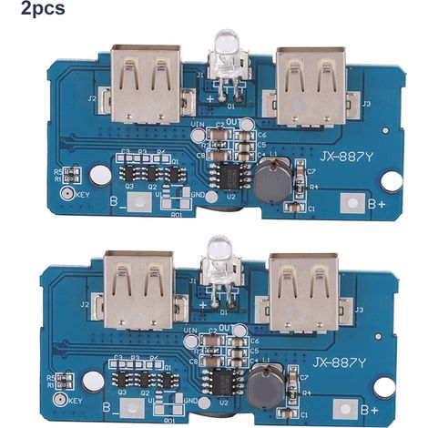 2 Pièces Module Élévateur de Tension 3.7V vers 5V 2A avec Double Port USB et Indicateur LED pour Piles 18650 au Lithium (1/5)
