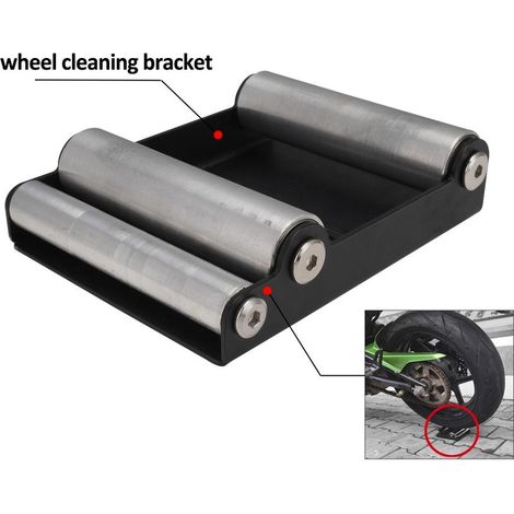Support de nettoyage pour roues de moto avec kit de brosses, lavage pneus, chaîne, jantes et carénage, moto étincelante et nette (1/5)