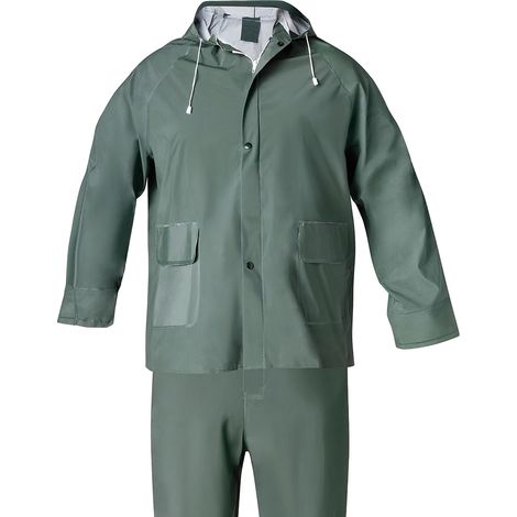 Traje de Agua Impermeable Verde Pvc Talla 7-L