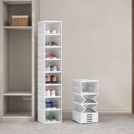 Meuble à chaussures pliable en plastique 88,9 x 66 x 355,6 cm (1/5)