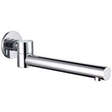 Bec de Baignoire Rotation à 180° Bec Déverseur pour Baignoire Laiton Robinet de Buse Ronde Pliable Bec Bain Déverseur Mural Robinet de Bec pour Baignoire, G1/2,Chrome