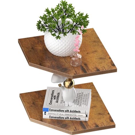 Lot de 2 Étagères Murales d'angle en Bois de 26,5 cm - Parfaites pour Rangement Mural (1/5)