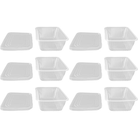 10 Stück Einweg-Lunchboxen, mikrowellengeeignet, transparente, rechteckige Lebensmittelbehälter mit Deckel, 750 ml (1/5)