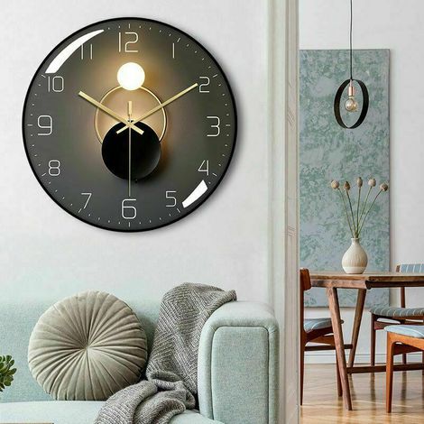Reloj de pared iluminado con control por radio, equipado con 4 LED azules, sensor de oscuridad y 3 modos de iluminación: constante, apagado o automático. Diámetro: 30 cm. (1/4)