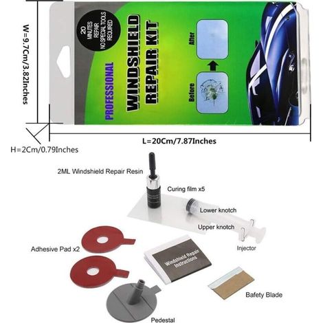 Kit di riparazione parabrezza, set di attrezzi per la riparazione del parabrezza fai da te per auto, con resina per la riparazione di scheggiature del parabrezza, riparazione di graffi, scheggiature,  (1/4)