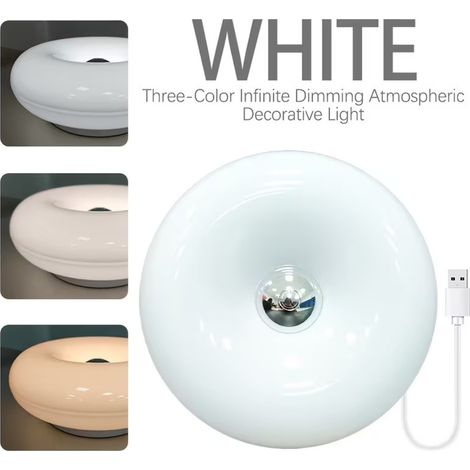 Lampe de table Donut, applique d’ambiance, lampe de table rétro moderne, dimmable 3 couleurs, lampe de table de chevet (1/5)