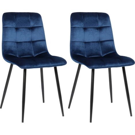 Lote de 2 sillas de comedor Tilde Azul Terciopelo (1/5)