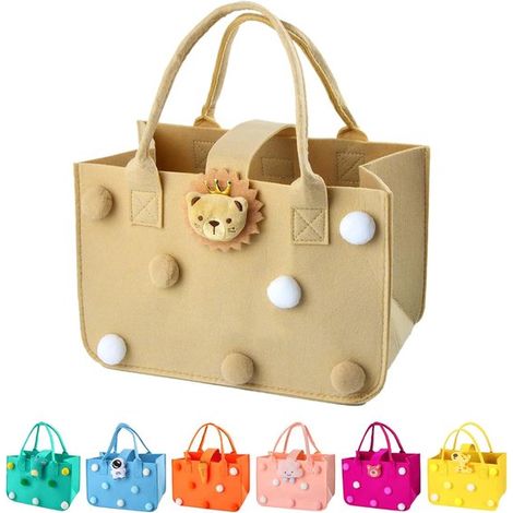 Borsa in feltro con base stabile, 30 x 20 x 18 cm, rettangolare, borse della spesa in feltro colorate, sostenibile, cestino in feltro, pieghevole, con manico, borsa quadrata in feltro (kaki), kaki, (1/2)