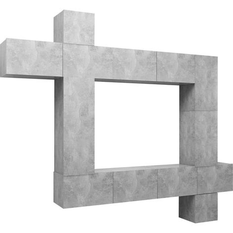 Maison Exclusive - Set di Mobili Porta TV 9 pz Grigio Cemento in Legno Multistrato (1/5)