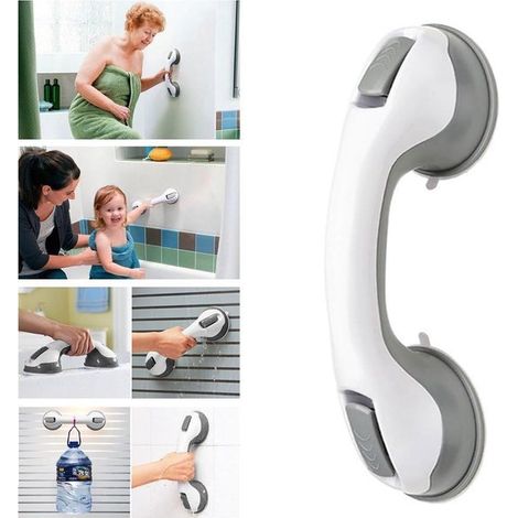 2 Stück Sicherheits-Haltegriff für Badewanne / Dusch-Haltegriff mit Saugnapf für Badezimmer + Toilette (Schwarz) (1/3)