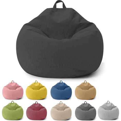 Pouf pour enfants et adultes - Housse uniquement (sans rembourrage) - Pouf pour chambre à coucher, bureau, salon, terrasse (noir) (1/5)