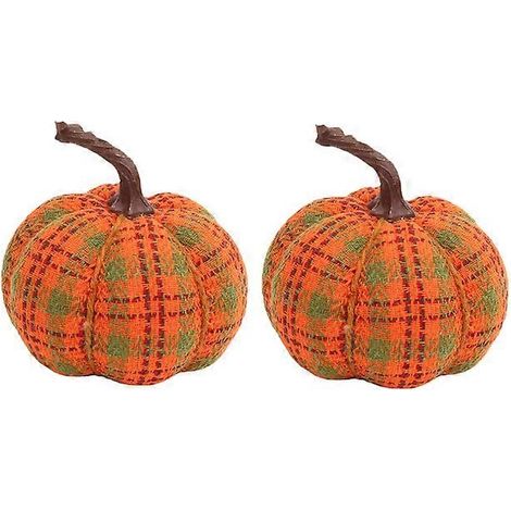 Ornement citrouille tricoté d'automne en tissu, citrouille à fabriquer soi-même, décoration pour Halloween, Thanksgiving, accessoires photo citrouille (2 pièces)