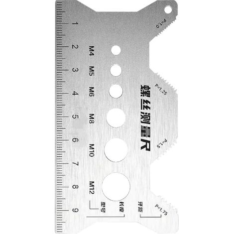Jauge De Contrôle Defiletage Règle Portable Enacier Inoxydable Outil de contrôle du pas de vis pour écrous etvis Pour techniciensartisans, plomberie, travail du bois, bricolage (1/5)