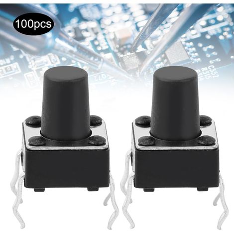Lot de 100 mini-interrupteurs tactiles momentanés à bouton-poussoir (6 x 6 x 8 mm) (1/5)