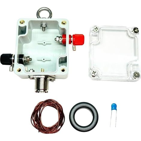 AT43-ATR-BL Antenne Balun Kit DIY 1.8-54MHz Convertisseur équilibré à asymétrique pour radio amateur, boîtier ABS étanche avec anneau magnétique (1/5)