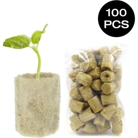 Cubes de Culture Soilless, 100PCS Laine de Roche, Cube de Laine Roche Hydroponique, Cylindriques en Laine de Roche (1/4)