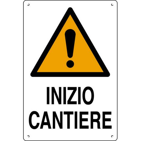 10PZ CARTELLO SEGNALETICO INIZIO CANTIERE  cm. 40x60