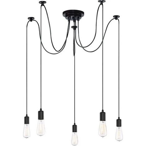 U-Do 5 Têtes Lustre Suspension Créatif style Vintage Lampe éclairage 1.5m Lustre Intérieur pour Cuisine Salon Couloir (1/4)