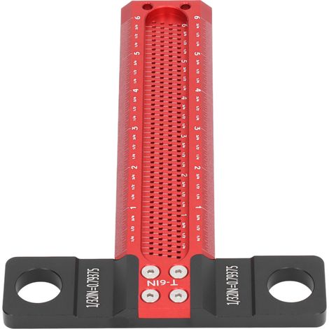 Règle en T pour le traçage de trous, en alliage d'aluminium résistant à l'usure, avec jauge de précision pour le travail du bois, 15 cm (6 pouces). (1/5)