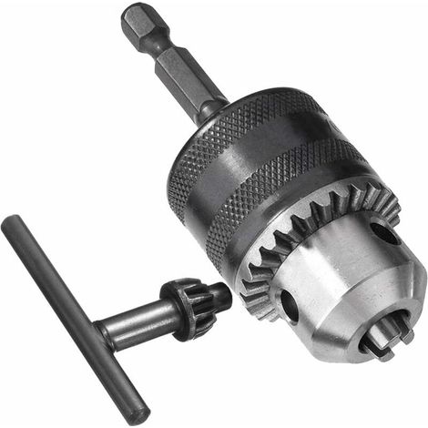 [NON UTILIZZATO] Adattatore per mandrino per trapano a cambio rapido con gambo esagonale da 1,5-13 mm e 6,35 mm, convertitore per mandrino per trapano da 1/2-20 UNF con chiave per mandrino per convers
