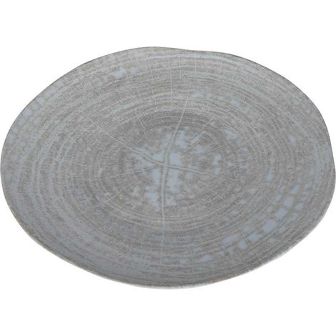 Assiette en Porcelaine Crème Motif Tranche d'Arbre 23cm
