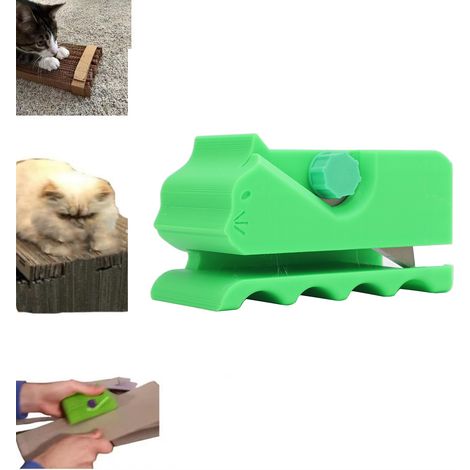 Cortador de cartón para rascadores de gatos, impreso en 3D, bricolaje, ABS, 70 g, verde, dispositivo de corte y raspado, rascador de cartón para gatos de bricolaje (1/5)
