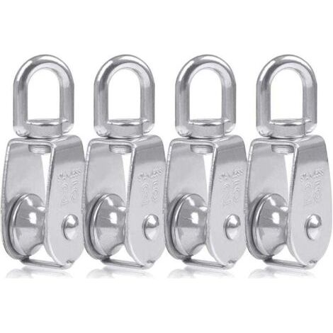 4 Pcs Blocs Monobloc en Acier Inoxydable 304, Grue pour Poulie M25, Charge Pivotante de 150 kg