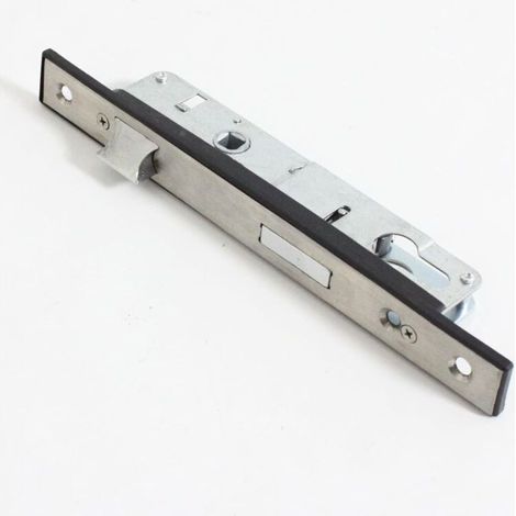 Serrure de portail en acier inoxydableTêtière fineCôté d'ouverture réversible DINPour bois durHauteur de gâche ajustable (1/2)