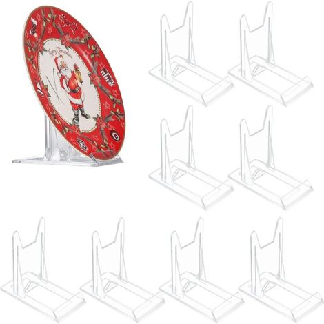 8 Pièces Support de Présentation Réglables, Supports de Plaque Affichage en Plastique Transparent, Support Assiette Decorative, Chevalets Présentoir de Livre pour Cadres Photo CD, 11.5x11x6 cm