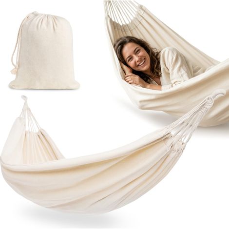 Filiyano – sac de transport pour – Hamac bohème beige avec sac de transport pour jardin (1/5)