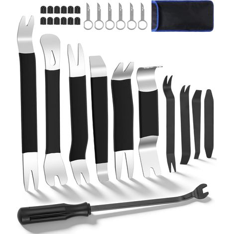 Juego de 30 herramientas para desmontar coches - Herramienta de palanca para coches - Kit de herramientas para desmontar coches - Metal - Con cuñas decorativas - Herramienta para molduras de puertas - (1/5)
