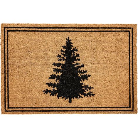 Zerbino in fibra di cocco, motivo albero di Natale, antiscivolo 60 x 90 cm naturale Manapao