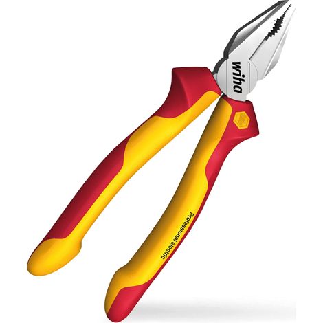 Wiha Combination pliers Professional electric with DynamicJoint® and OptiGrip with extra long cutting edge 180 mm, 7" (27418)
