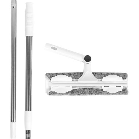 Lave-vitre télescopique Rotatif 360° Acier Inoxydable Silicone Double Face Extensible 130cm Beige (1/5)