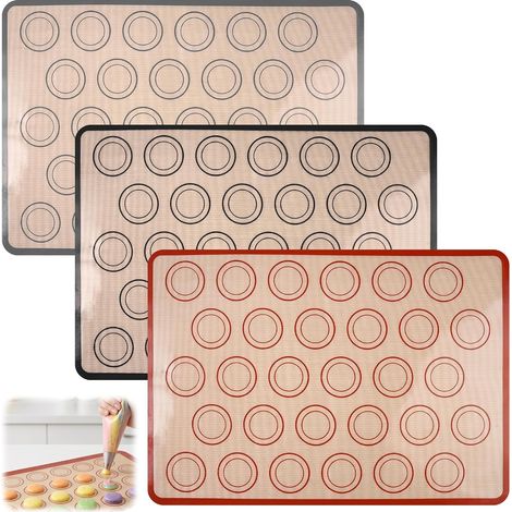 3 x Baking Mats 42 x 29.5 cm for Macaroons, Bread, Biscuits, Cupcakes (1/5)