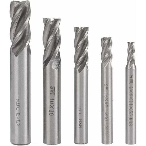 BUNTHAUS PA 4 Fraises Droites HSS 4 Dents Pour Perceuse Fraisage Métal Bois (1/4)