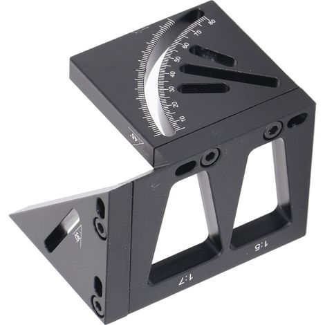 Équerre de menuisier 3D en alliage d'aluminium, règle de mesure multi-angles 45°/90°, rapporteur d'angle (1/5)