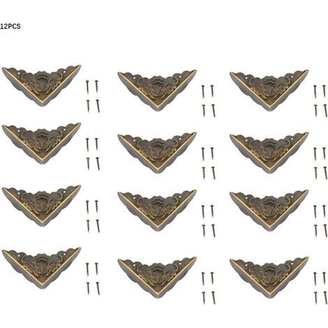 12 pièces bronze coin protecteur Vintage meubles décoratifs coin pour boîtier en bois bijoux coffre boîte de rangement pieds jambes coin protecteur (1/4)