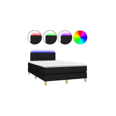 Sommier à lattes de lit avec matelas LED Noir 120x200 Tissu (1/5)