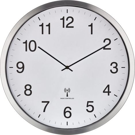 TFA Dostmann Reloj de Pared analógico XXL, 60.3548.02, 50 cm de diámetro, Marco de Metal, Esfera Grande, Color Blanco, 508 x 65 x 508 mm