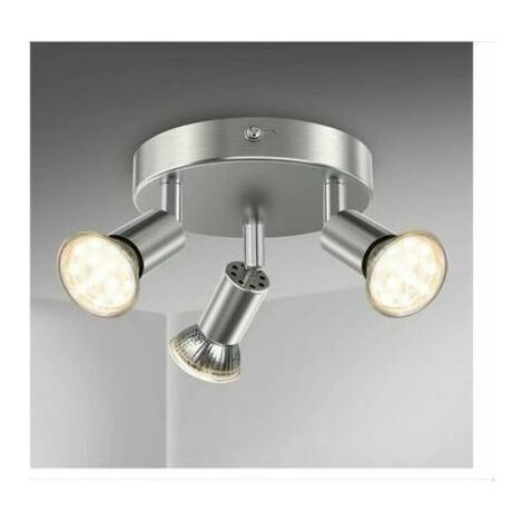 BUNTHAUS Plafonnier à spots LED IP44 – 3x GU10 orientables – Éclairage réglable 3000K – Métal et verre plaqué chrome – Pour salle de bain et espaces humides
