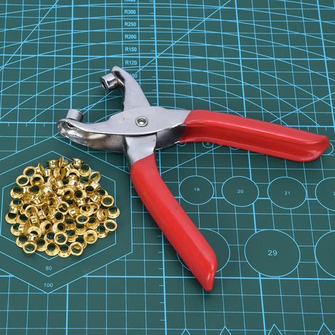 Pince à œillets chromée de 15 cm avec poignée plastifiée, pince à boucle, pince à boucle de chaussure, pince à rivets pour boutons