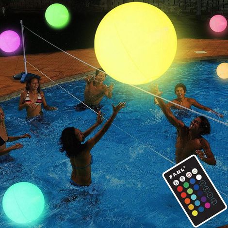 Floating Pool Light, 2 Pieces Ball Light Floating Pool, LED Inflatable Beach Ball, Inflatable Beach Ball, for Party, Home, Errasse (1/5)