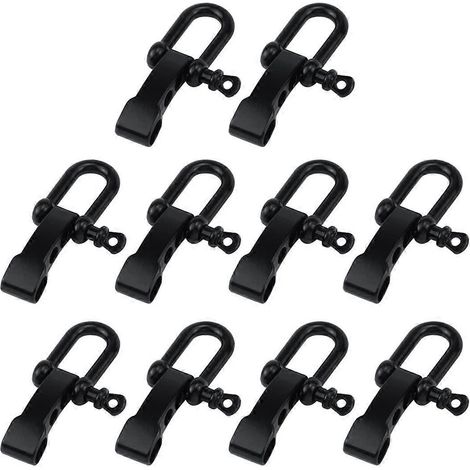 Lot de 10 boucles de bracelet en paracorde, fermoirs de type ancre, mousqueton réglables pour la survie, noir (1/5)