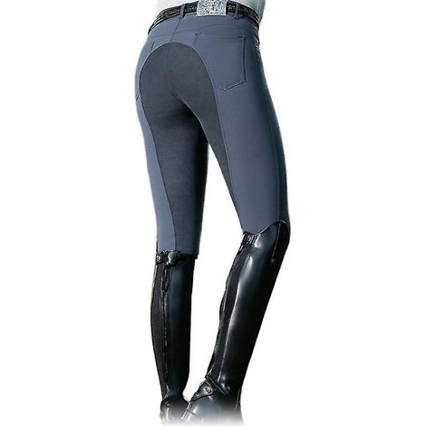 Damen-Reithose mit hohem Bund und elastischem Bund, schmal geschnitten, ideal für Pferderennen – Größe 3XL – Hellgrau (1/5)