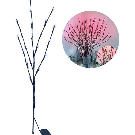 Branche lumineuse 20 LED réaliste éclairée artificielle pour décoration de vase de chambre à coucher 30 pouces (77 cm) rose (1/5)