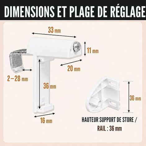 Short Clamp Bracket with Metal Bracket for Roller Blind Klemmfix/Double/Duo, No Drilling for Clamping, as Hanging Accessory, Mounting on PVC Window (1/4)
